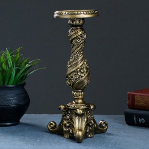Подсвечник на 1 свечу с цветами, золото 13?13?28 см, для свечи d=2 см