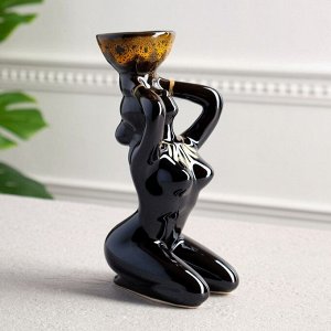 Подсвечник "Дива", чёрный, керамика, 22 см, чаша микс