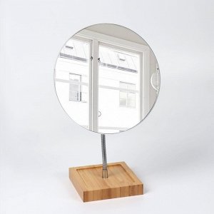 Зеркало с подставкой для хранения, на гибкой ножке, d зеркальной поверхности 19 см, цвет коричневый/серебристый
