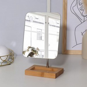 Зеркало с подставкой для хранения, на гибкой ножке, зеркальная поверхность 16,5 х 19,5 см, цвет коричневый/серебристый