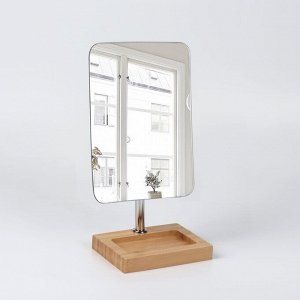 Зеркало с подставкой для хранения, зеркальная поверхность 16 х 21 см, цвет коричневый/серебристый