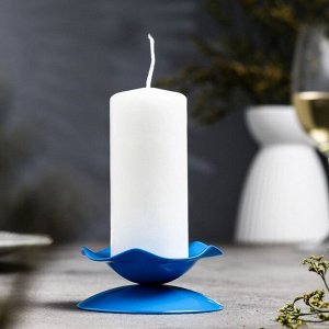 Подсвечник металл на 1 свечу "Кувшинка Н", 3,5х7,3 см, синий