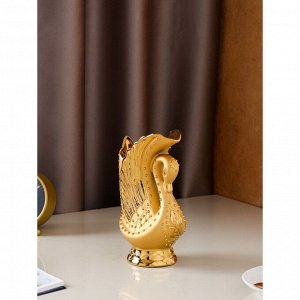 Ваза керамическая "Лебедь", настольная, золотистая, 23 см