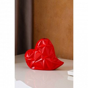 Ваза керамическая "Сердце кристалл", настольная, красная, 16 см