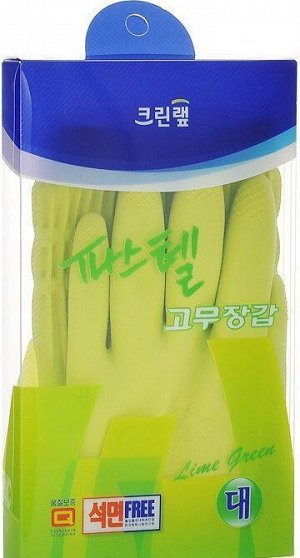 Clean wrap Перчатки из натурального латекса CLEAN PASTEL LATEX GLOVE" с внутренним покрытием (удлиненные), зеленые, размер M, 1 пара / 50 , 1 пара"