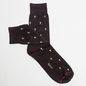 Nature Socks 441 Носки мужские классические хлопковые демисезонные черного цвета с узором кактусы