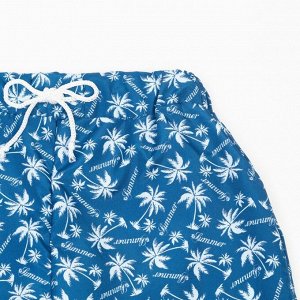 Плавки-шорты для мальчика, цвет тёмно-синий/пальмы, рост 128 см