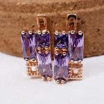 Серьги  коллекция Дубай покрытие позолота фиолетовые камни