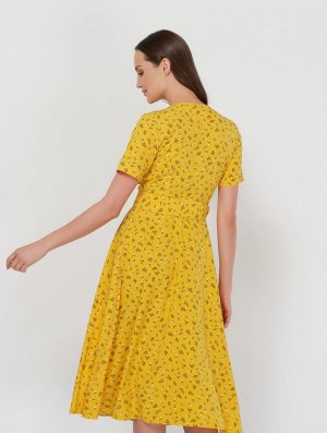 Платье женское на запах короткий рукав цвет Желтый ZAP