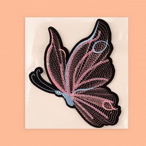 Термоаппликация «Бабочка», с пайетками, 15 x 12 см, цвет чёрный/розовый
