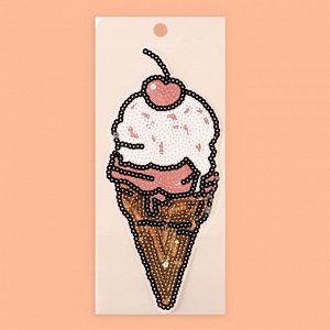 Термоаппликация «Мороженое», с пайетками, 22 x 10 см, цвет золотой/розовый