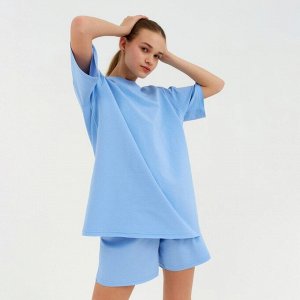 Комплект (футболка, шорты) женский MINAKU: Casual Collection, цвет голубой