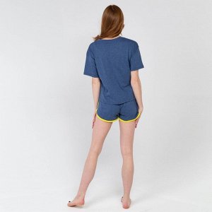 Комплект домашний (футболка/шорты) женский, цвет синий