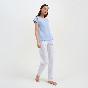 Пижама женская (брюки, футболка) KAFTAN «Звёздочки», цвет голубой, белый