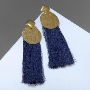 Серьги ассорти "Кисти" хинди, цвет тёмно-синий в золоте, L кисти 6,5 см