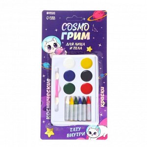 Грим для лица и тела - 6 карандашей, 6 цветов для нанесения апплик, аппликатор, тату Cosmo