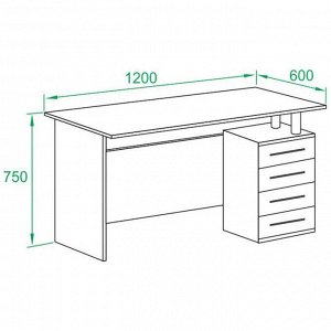 Компьютерный стол, 1200 ? 600 ? 750 мм, цвет белый