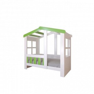 Детская кровать-чердак «Астра домик», без ящика, цвет белый / салатовый
