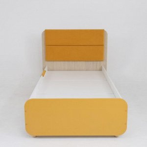 Кровать Манго-3 с мягким изголовьем 900х1900 белый/охра/палермо