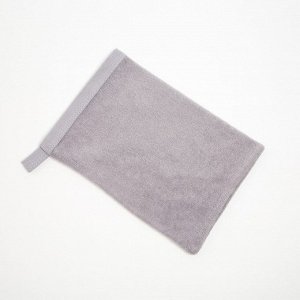 Набор для купания (полотенце уголок, рукавица) Енот цв.Серый 92х96см махра, хл100%