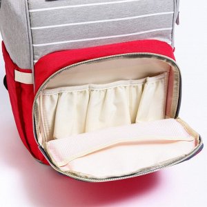 Рюкзак женский с термокарманом, термосумка - портфель, цвет серый/красный