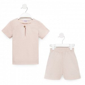 Комплект для мальчика (рубашка, шорты) MINAKU: Cotton Collection, бежевый, рост, см