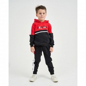 Комплект (толстовка, брюки) для мальчика, цвет чёрный/красный, рост 98 см