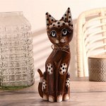 Сувенир дерево &quot;Кошка с бантом, ушки в горошек&quot; 30х10х3 см