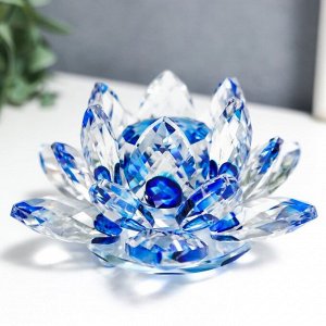 Сувенир стекло "Лотос кристалл трехъярусный голубая радуга" d=11 см