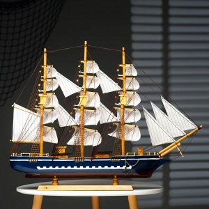 Корабль сувенирный большой «Орфей», борта синие, паруса белые, 11?80?71 см