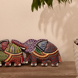 Панно декоративное "Три слона" 50х13х1,5 см МИКС