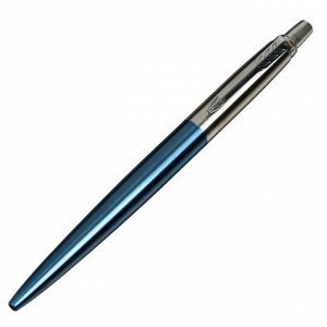 Ручка шариковая Parker Jotter Core Waterloo Blue CT M, корпус из нержавеющей стали, голубой глянцевый/ хром, синие чернила