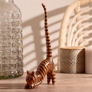 Сувенир «Кошка полосатая под кольца», 12x4x25 см, дерево