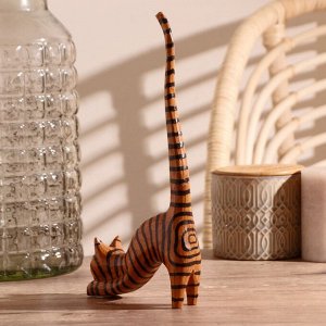 Сувенир «Кошка полосатая под кольца», 12x4x25 см, дерево