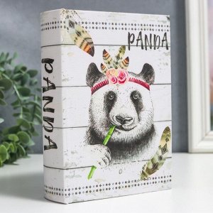 Шкатулка-книга дерево кожзам "Панда-индеец" 18х13х4 см