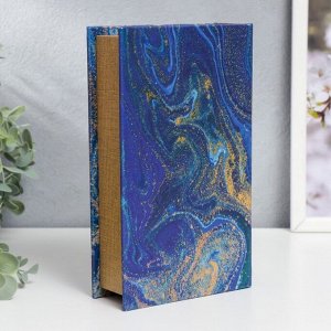 Сейф-книга дерево кожзам "Синий мрамор с золотом" 21х13х5 см