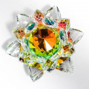 Сувенир стекло "Лотос кристалл трехъярусный зелёная радуга" d=11 см