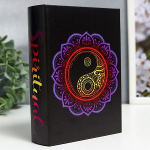 Шкатулка-книга дерево кожзам "Инь-ян в цветке" 18х13х4 см