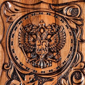 Нарды ручной работы "Герб и Георгий Победоносец", резные, 55х25 см, массив ореха