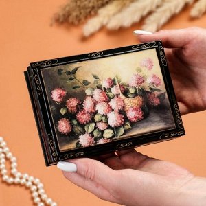 Шкатулка «Розовые цветы в корзине», 10?14 см, лаковая миниатюра
