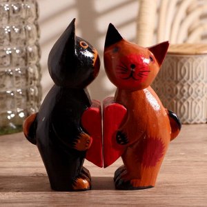 Сувенирный набор «Влюблённая парочка кошек», 16x5x16.5 см, дерево