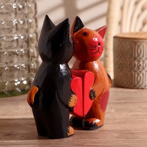 Сувенирный набор «Влюблённая парочка кошек», 16x5x16.5 см, дерево
