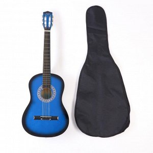 Набор для начинающего гитариста, синий: классическая гитара, чехол, струны