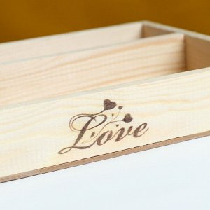 Кашпо деревянное, 27.5x20x4.5 см "Love", 2 отдела, гравировка