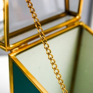 Шкатулка стекло, латунь "Геометрия" с ручкой, тёмно-зелёный 20х10х10