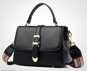 Мини-сумочка на плечо, с декоративным ремнем, черная
