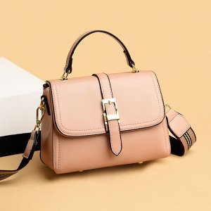 Мини-сумочка на плечо, с декоративным ремнем, розовая