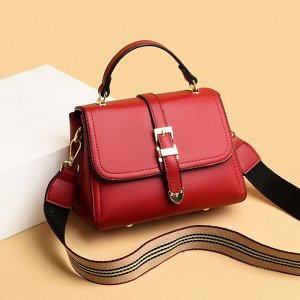 Мини-сумочка на плечо, с декоративным ремнем, красная