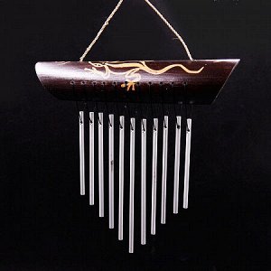 Музыка ветра с Ящерицей бамбук и металл 19см-24см 11 палочек