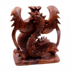 Сувенир из дерева Дракон с крыльями 15см символ достатка и богатства